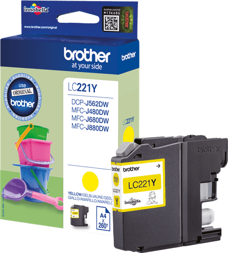 דיו מקורי צהוב למדפסת brother משולבת ברדר צבע LC221Y לדגמים 480DW 680DW 880DW