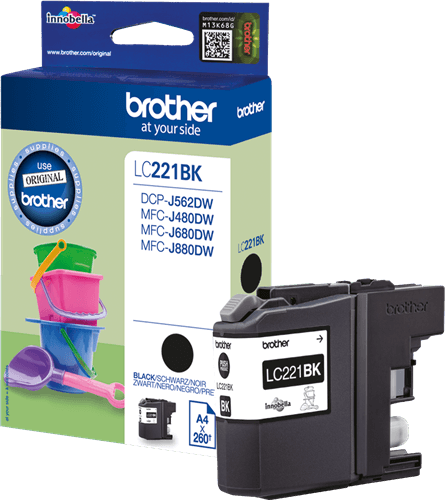 דיו מקורי שחור למדפסת ברדר brother משולבת LC221BK לדגמים 480DW 680DW 880DW