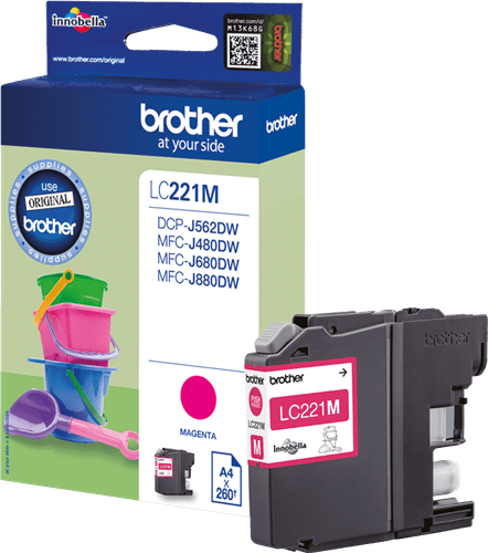 דיו מקורי מג'נטה למדפסת ברדר משולבת brother LC221M לדגמים 480DW 680DW 880DW